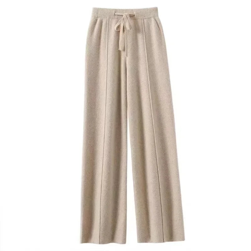 Paula - Pantalones de Lana Merino Pierna Ancha Estilo Coreano