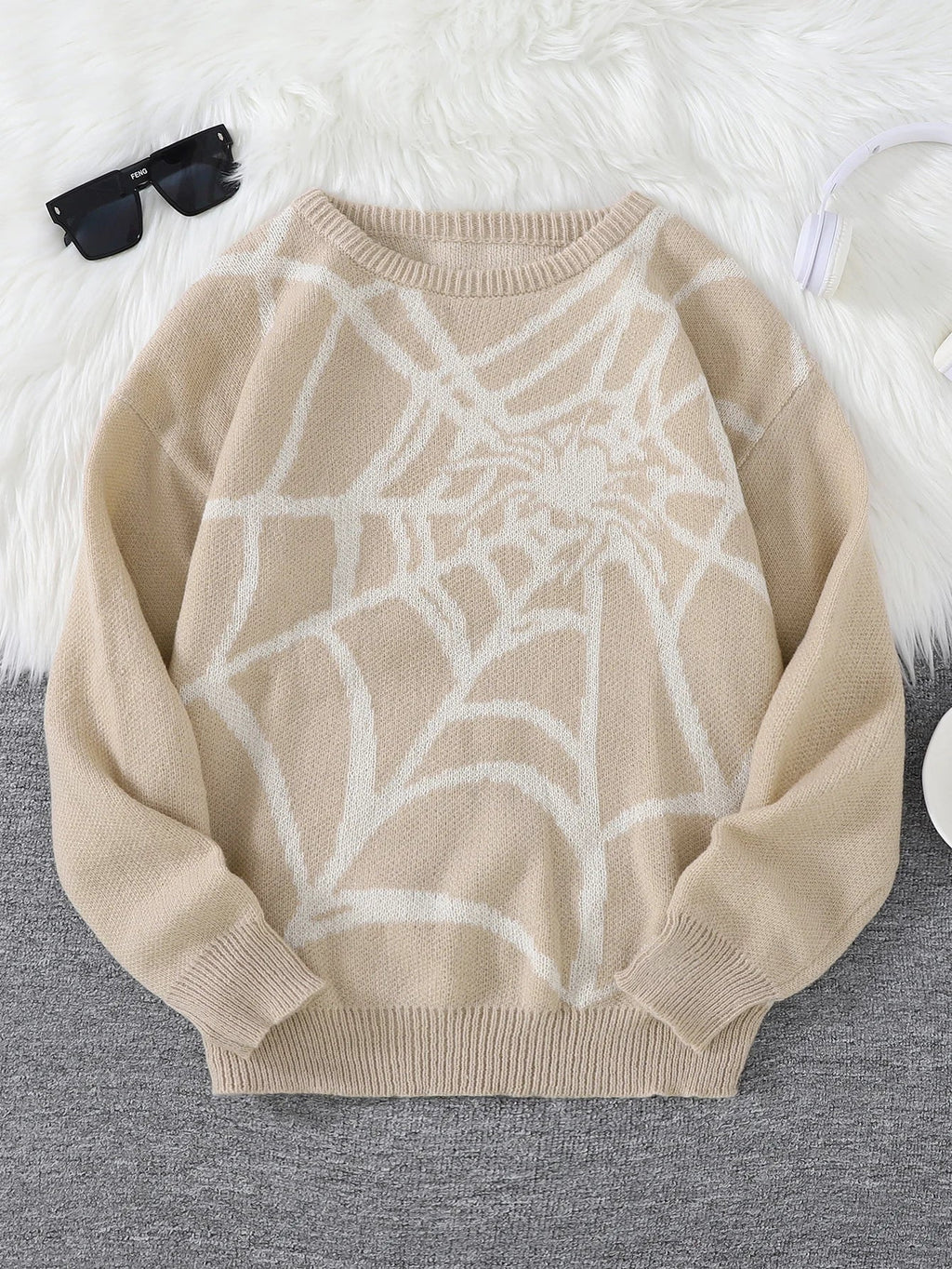 Pablo - Suéter con Patrón Spider Web Jacquard Cuello Redondo Hombre