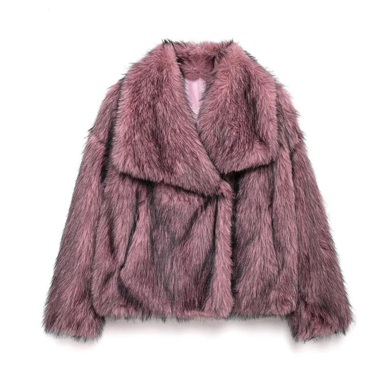 Lorena - Abrigo Faux Fur Plush Estilo Fluffy Otoño Invierno Mujer
