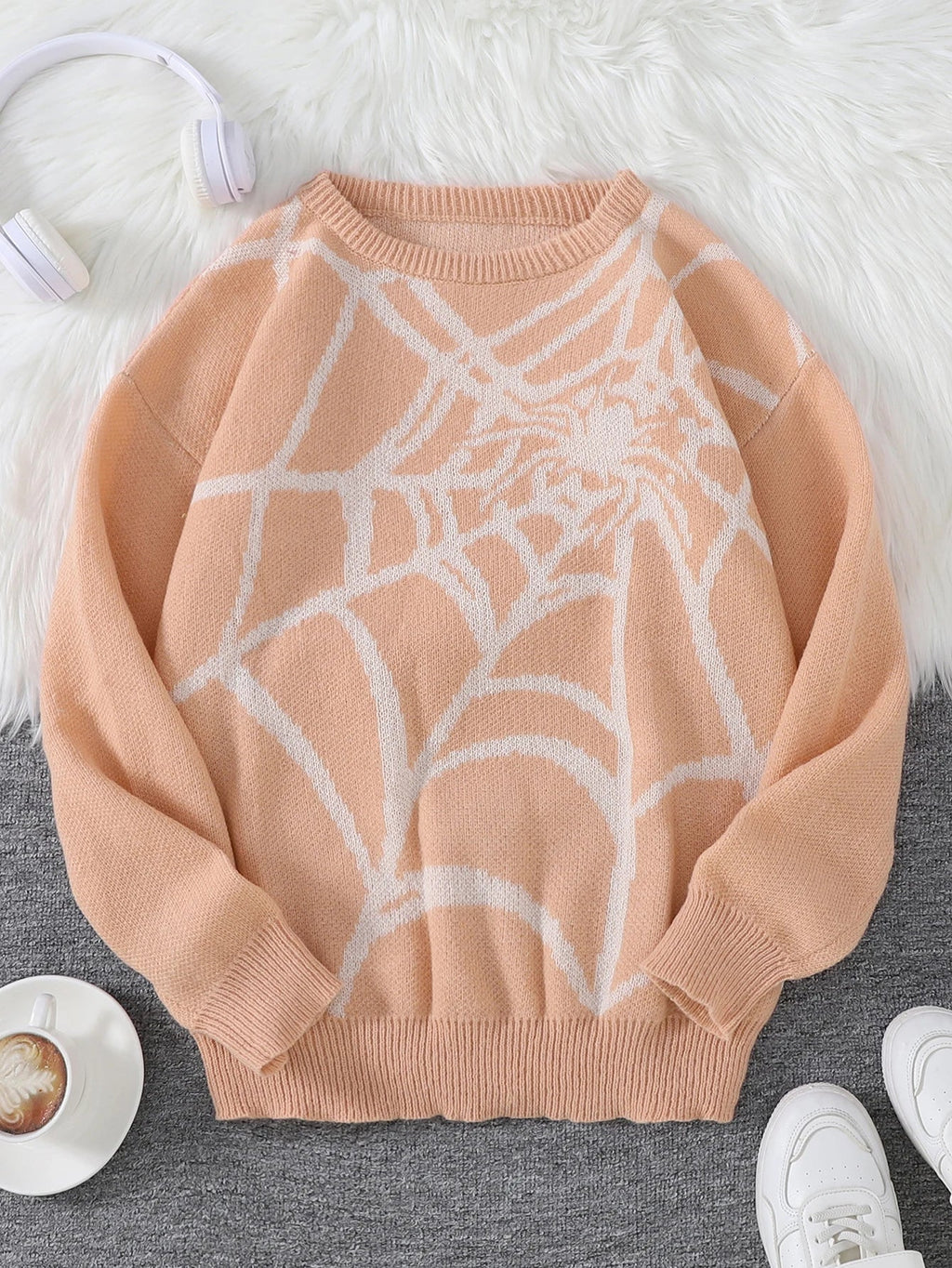 Pablo - Suéter con Patrón Spider Web Jacquard Cuello Redondo Hombre