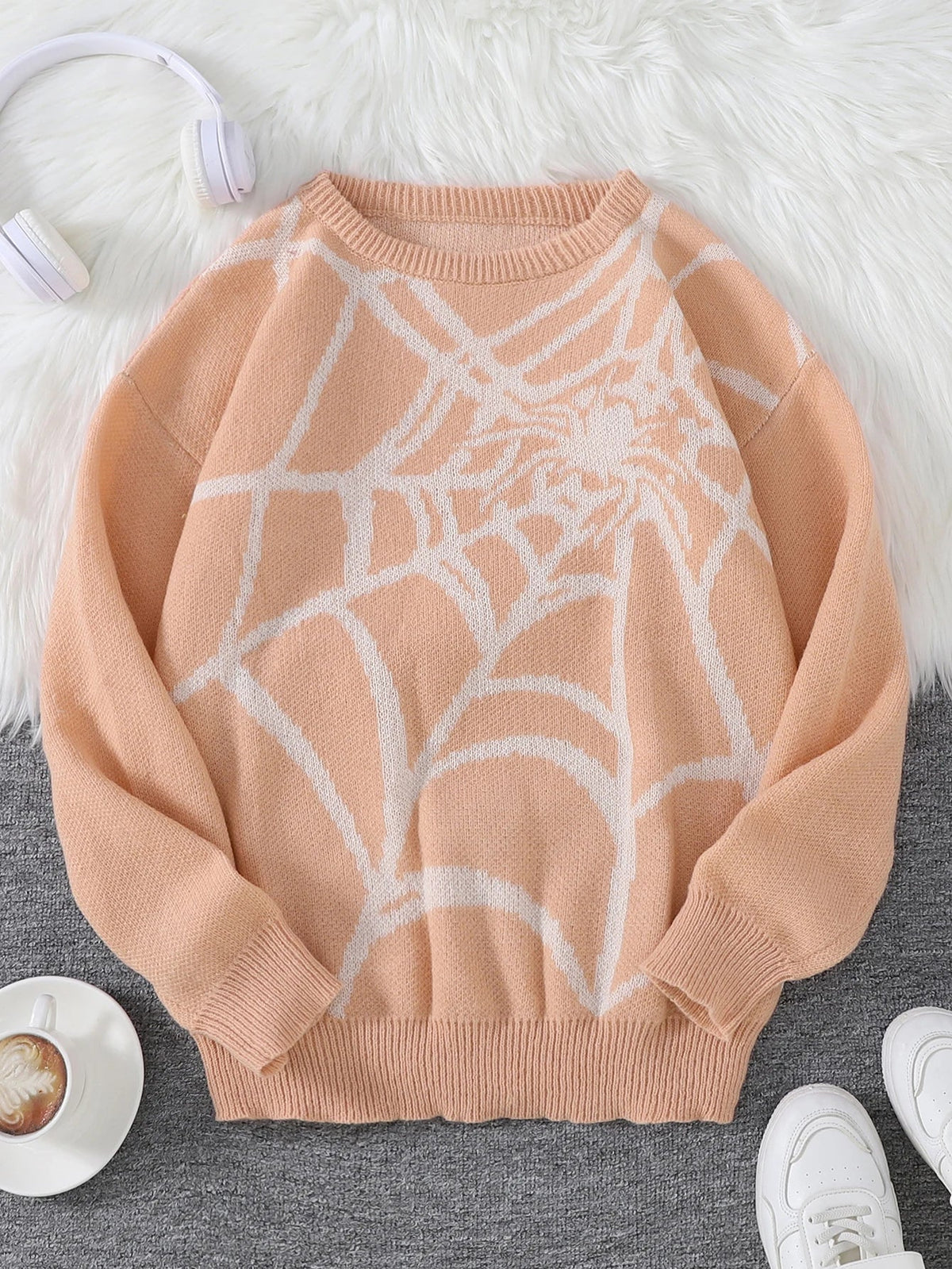 Pablo - Suéter con Patrón Spider Web Jacquard Cuello Redondo Hombre