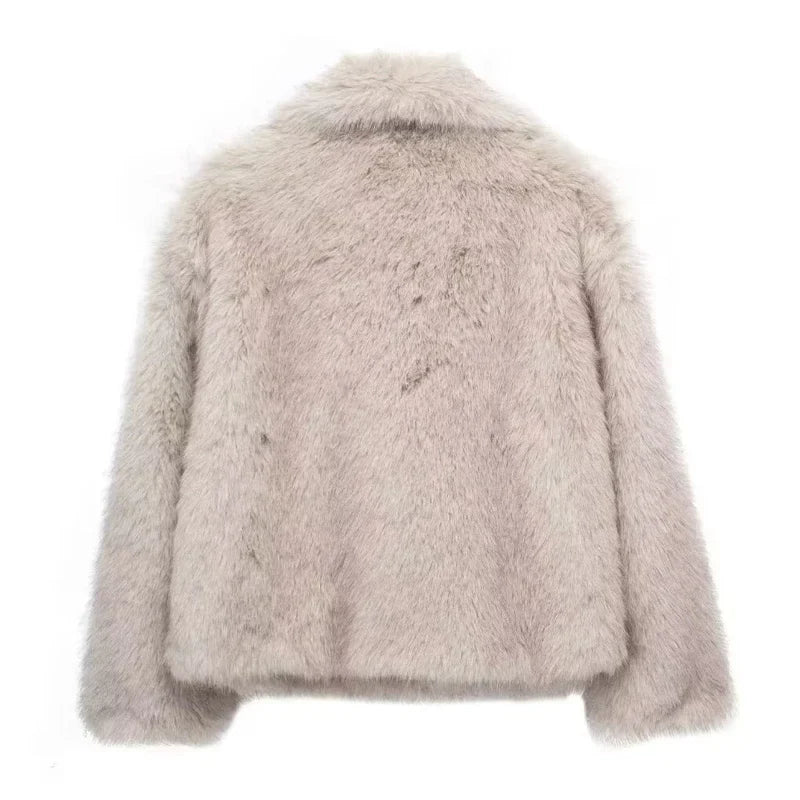 Lorena - Abrigo Faux Fur Plush Estilo Fluffy Otoño Invierno Mujer