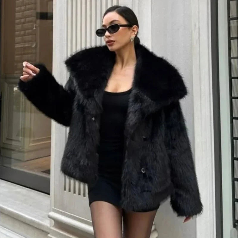 Lorena - Abrigo Faux Fur Plush Estilo Fluffy Otoño Invierno Mujer
