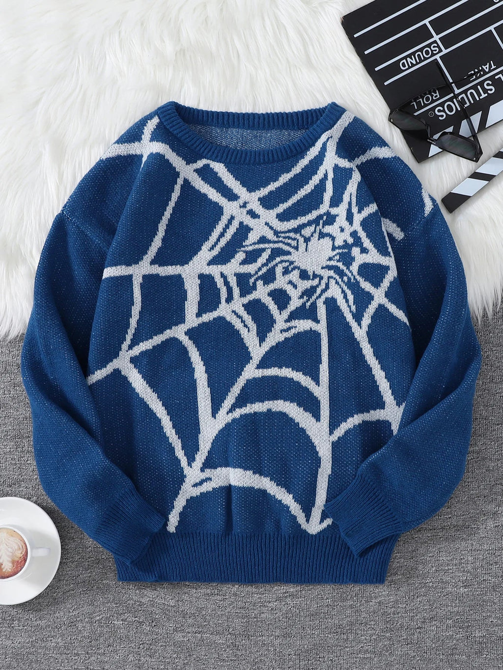 Pablo - Suéter con Patrón Spider Web Jacquard Cuello Redondo Hombre