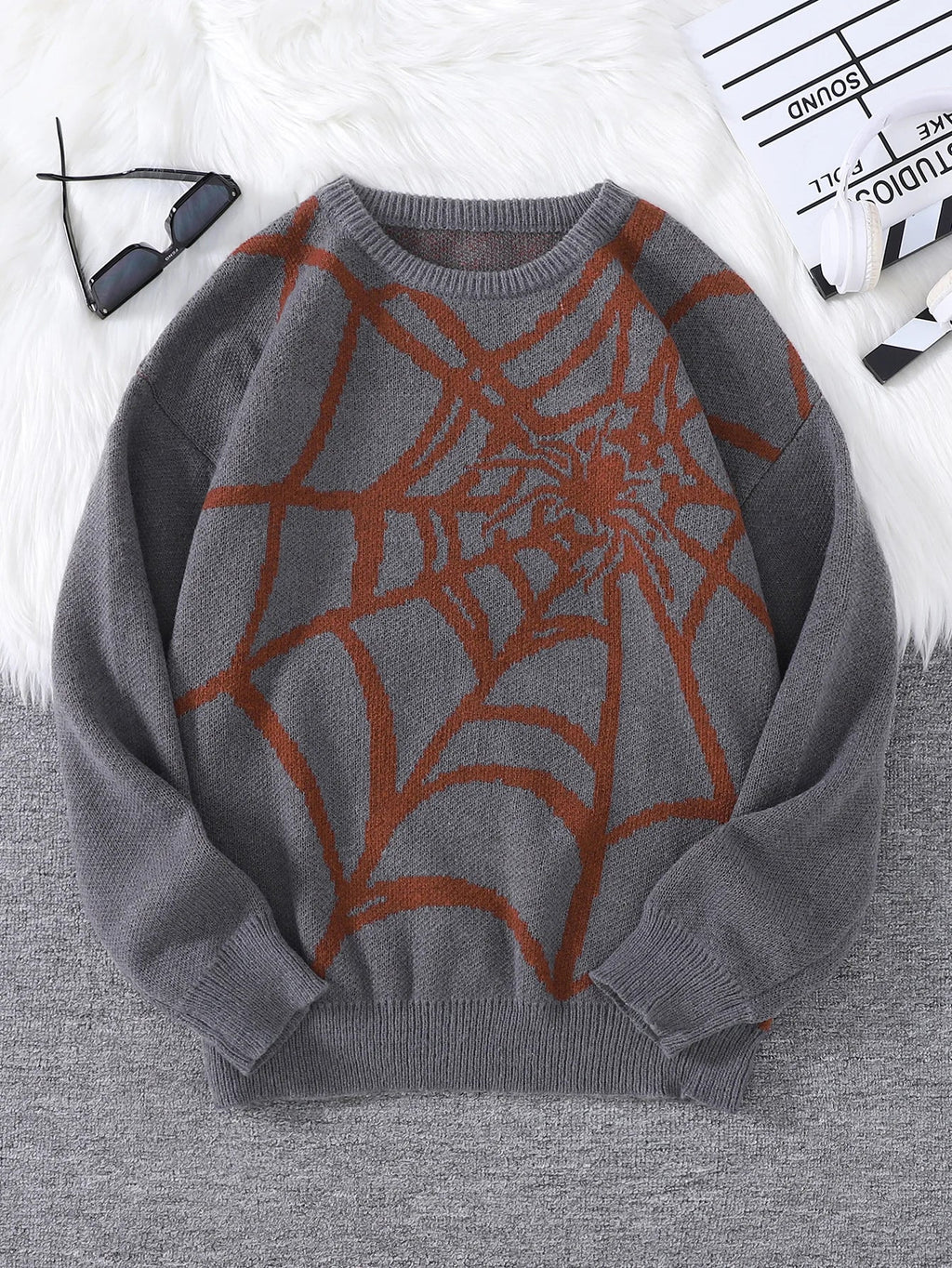 Pablo - Suéter con Patrón Spider Web Jacquard Cuello Redondo Hombre
