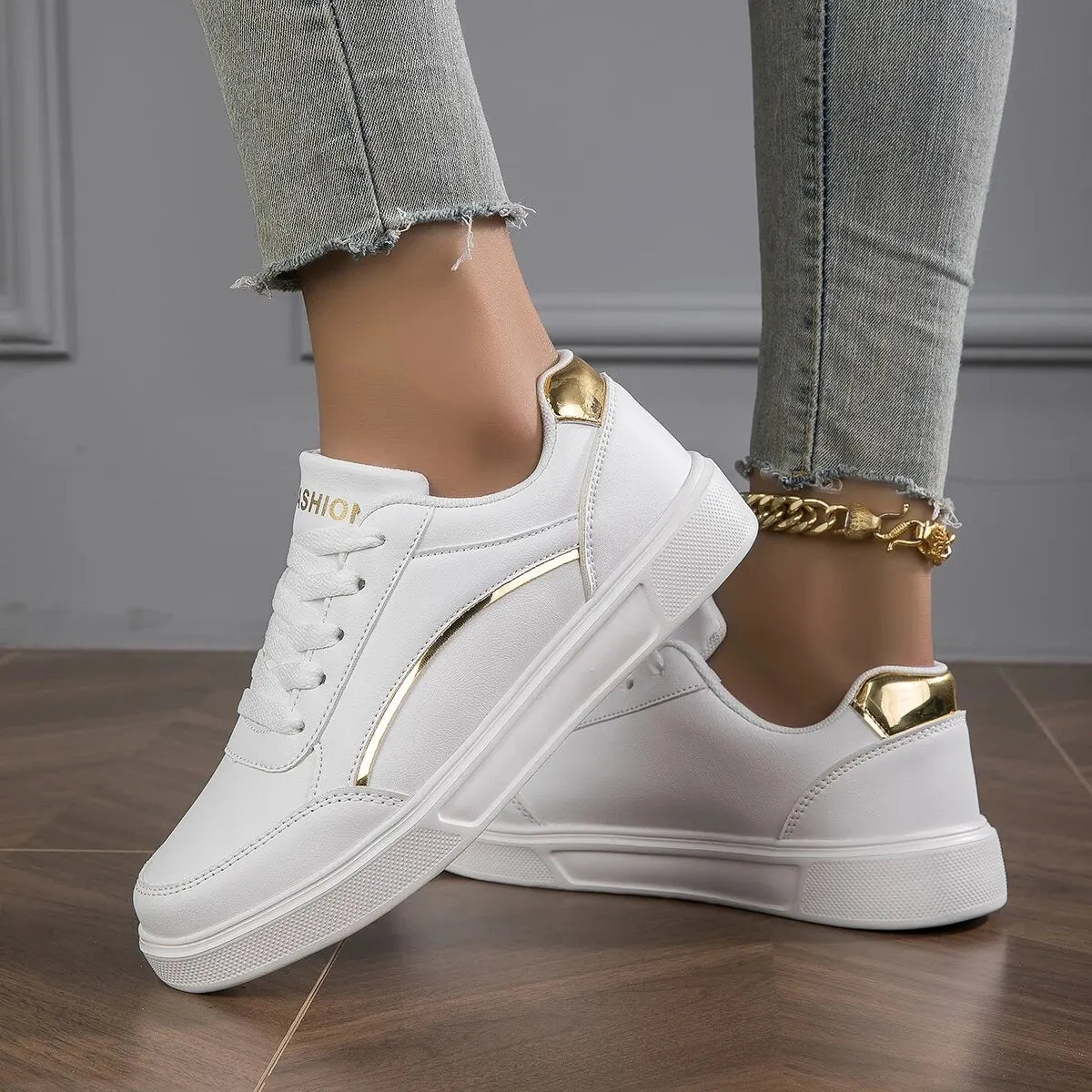 Irene - Zapatillas Baasploa Cuero Plataforma Sneakers Casuales Antideslizantes Mujer