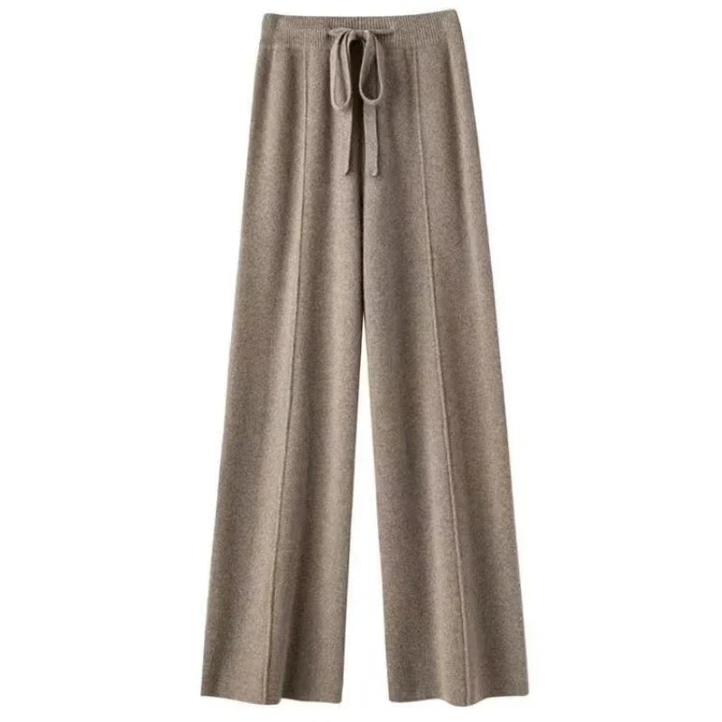 Paula - Pantalones de Lana Merino Pierna Ancha Estilo Coreano