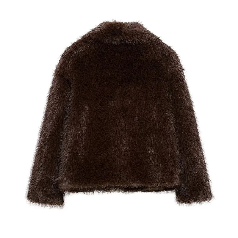 Lorena - Abrigo Faux Fur Plush Estilo Fluffy Otoño Invierno Mujer