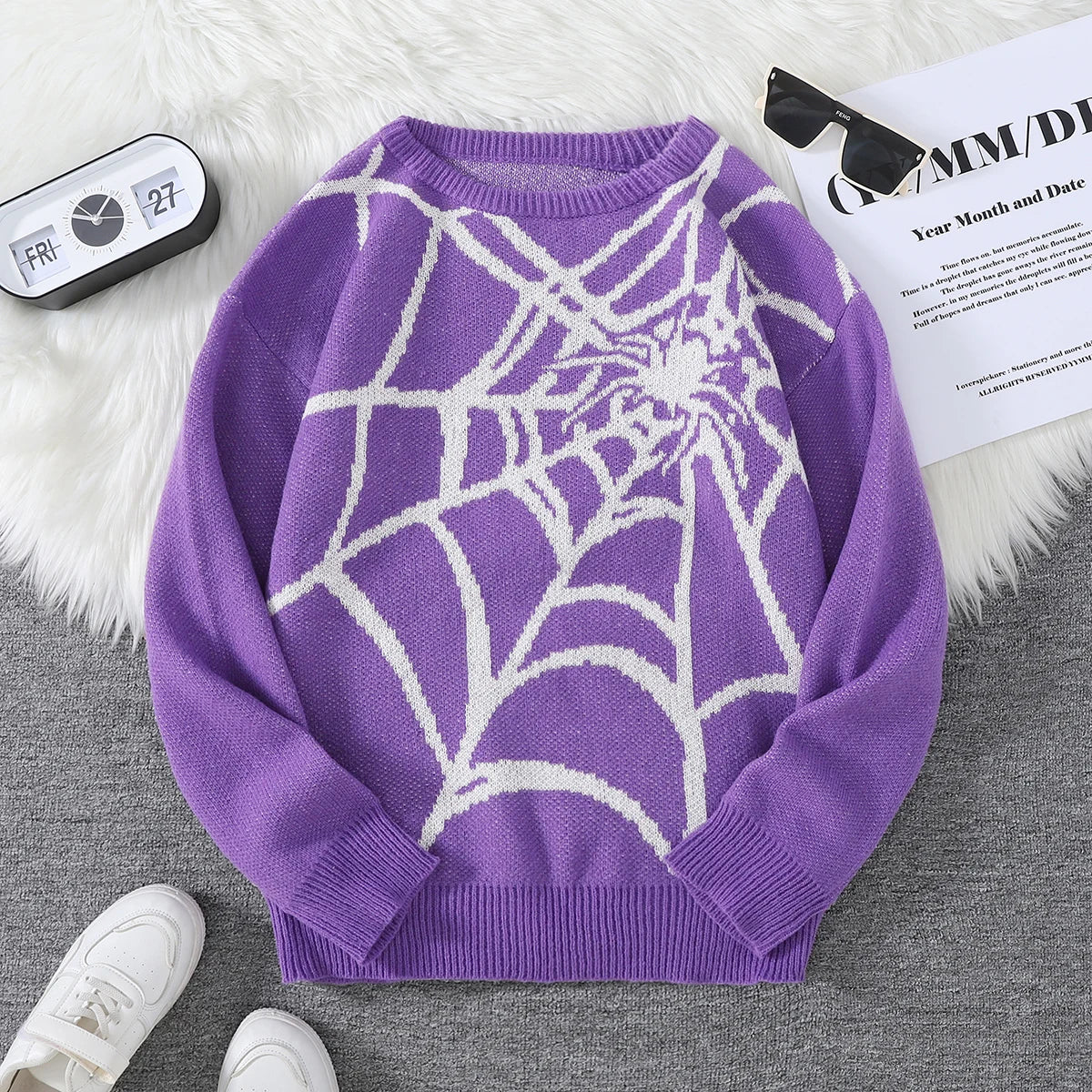 Pablo - Suéter con Patrón Spider Web Jacquard Cuello Redondo Hombre