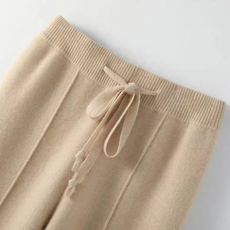 Paula - Pantalones de Lana Merino Pierna Ancha Estilo Coreano