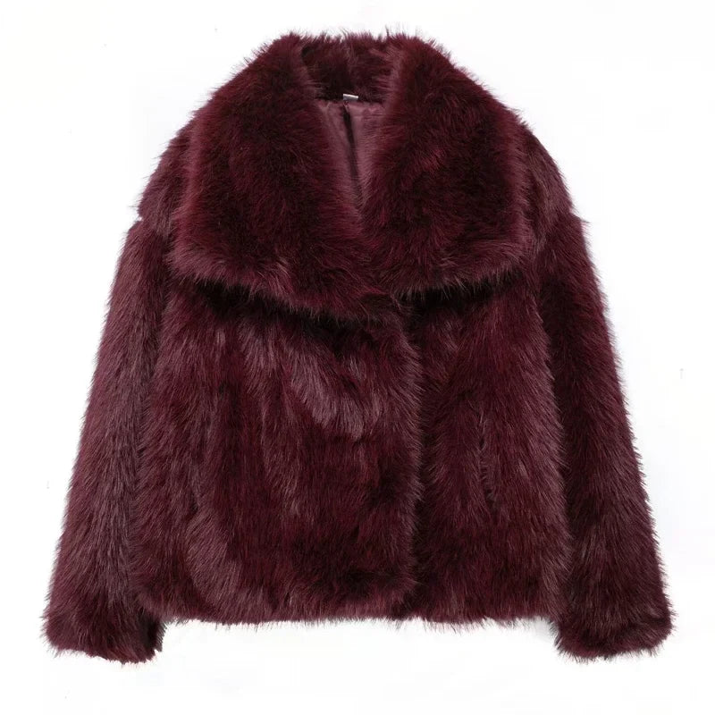 Lorena - Abrigo Faux Fur Plush Estilo Fluffy Otoño Invierno Mujer
