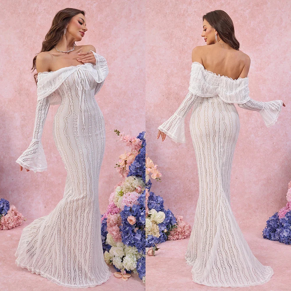 Lucía - Vestido de Fiesta Elegante con Encaje de Manga Larga