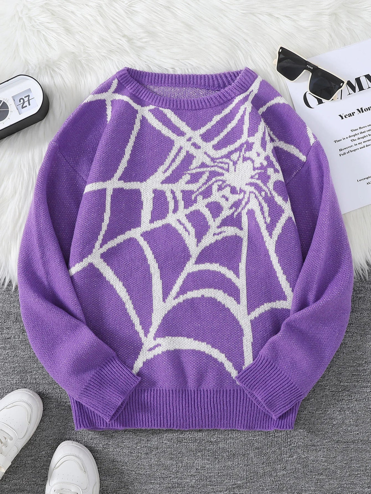 Pablo - Suéter con Patrón Spider Web Jacquard Cuello Redondo Hombre