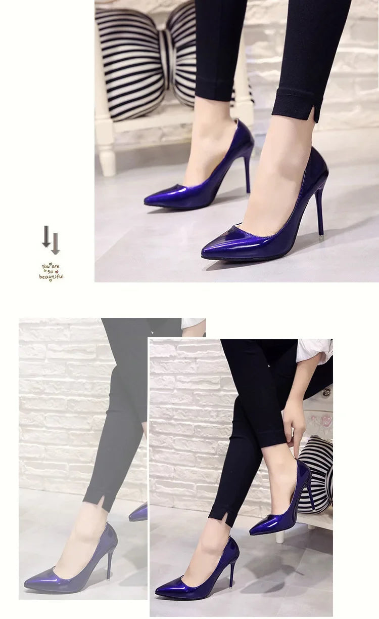 Triana - Zapatos Tacón Alto Stiletto Mujer Punta Afilada Charol Boda Fiesta