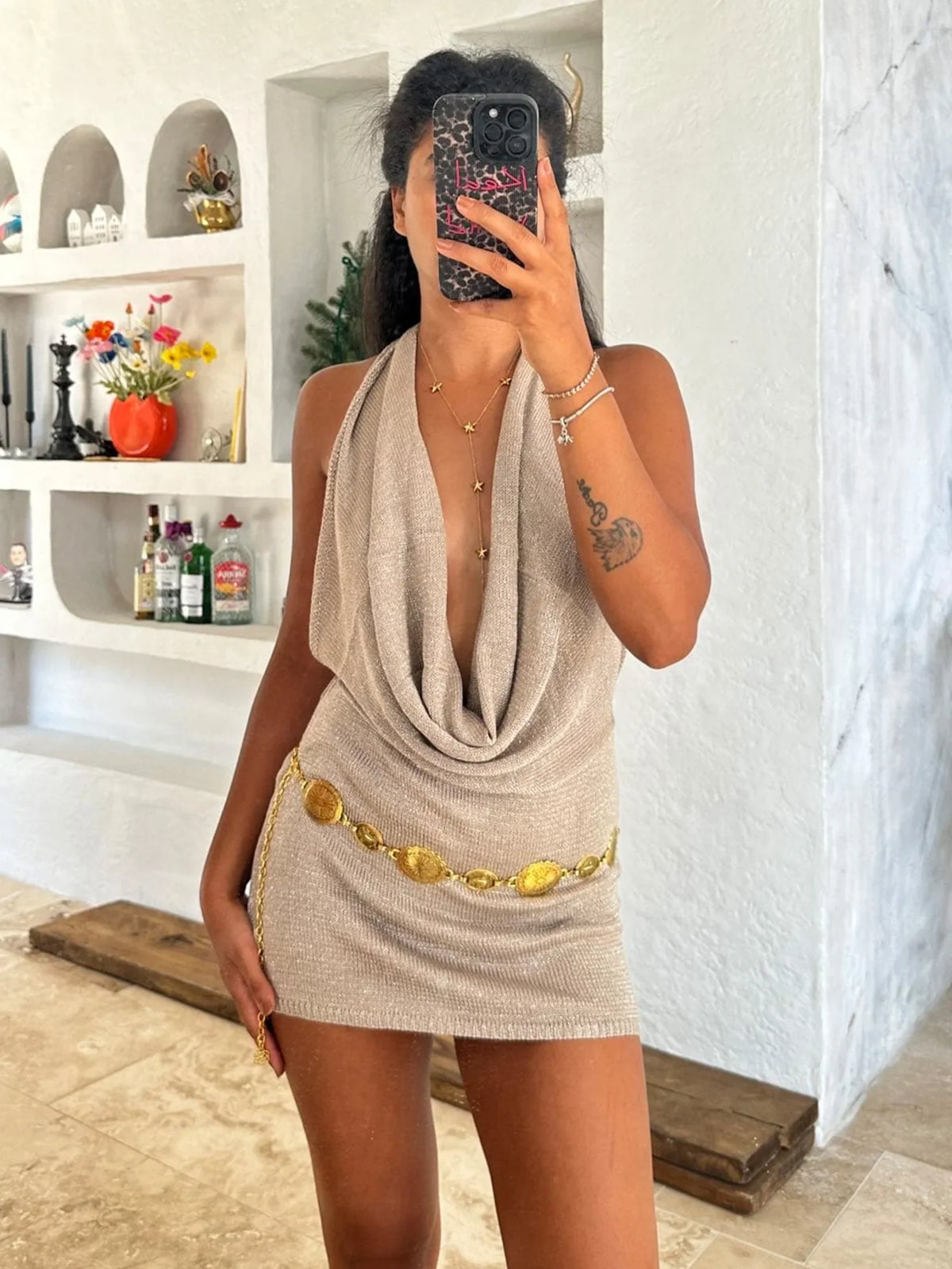 Luisa - Vestido Mini de Playa con Escote en V Espalda Descubierta