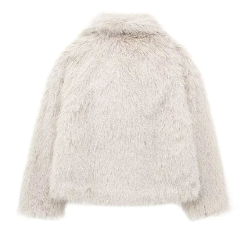 Lorena - Abrigo Faux Fur Plush Estilo Fluffy Otoño Invierno Mujer