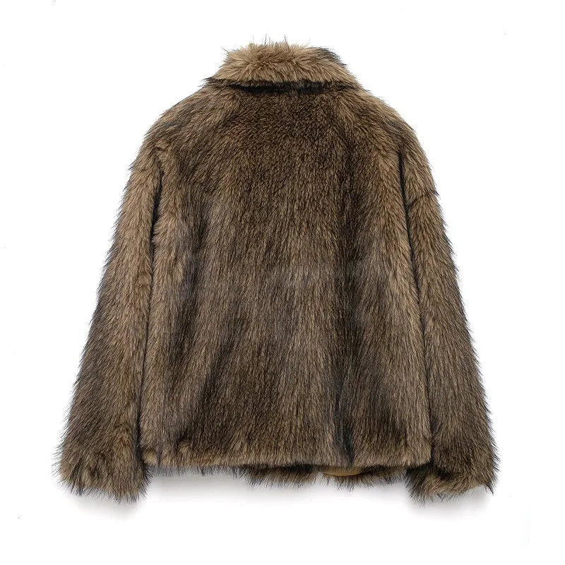 Lorena - Abrigo Faux Fur Plush Estilo Fluffy Otoño Invierno Mujer