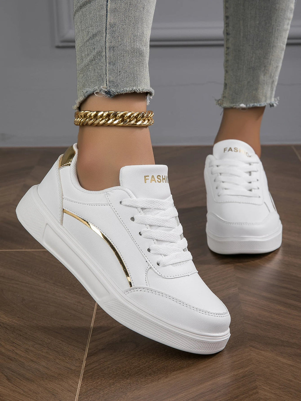 Irene - Zapatillas Baasploa Cuero Plataforma Sneakers Casuales Antideslizantes Mujer