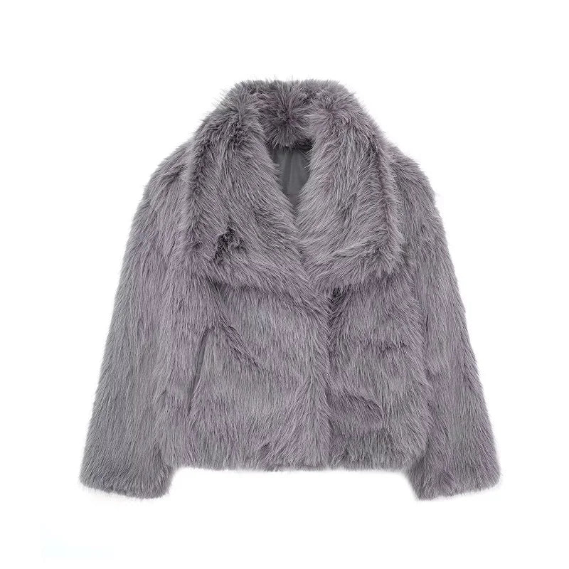 Lorena - Abrigo Faux Fur Plush Estilo Fluffy Otoño Invierno Mujer