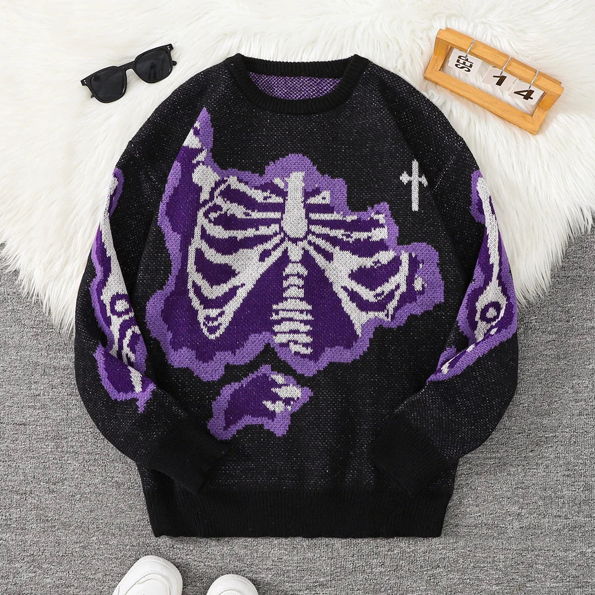 Steven - Suéter con Patrón Mariposa Jacquard Cuello Redondo Casual Hombre