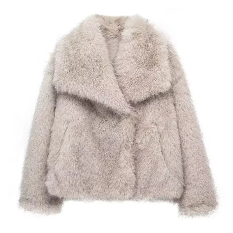 Lorena - Abrigo Faux Fur Plush Estilo Fluffy Otoño Invierno Mujer