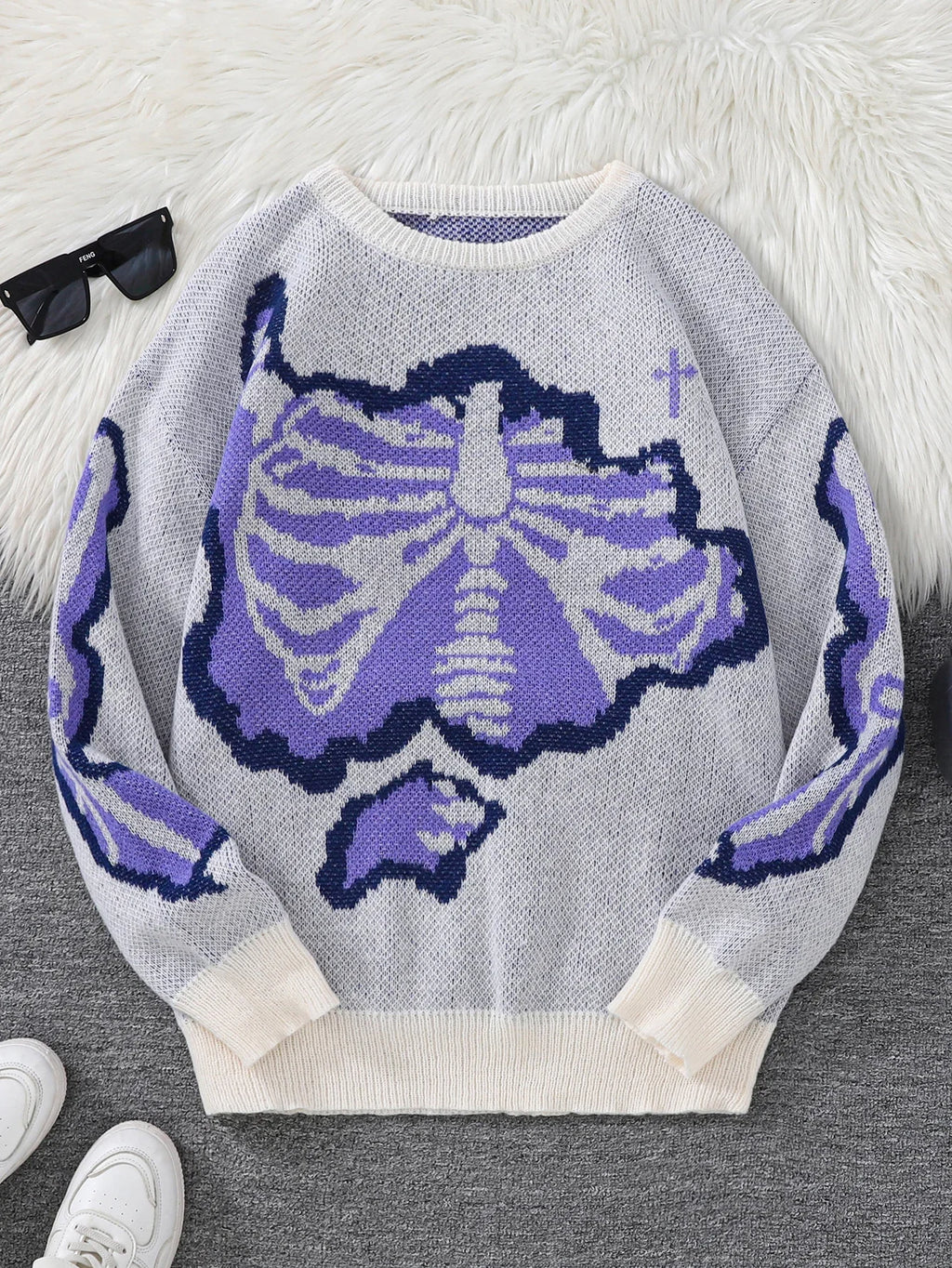 Steven - Suéter con Patrón Mariposa Jacquard Cuello Redondo Casual Hombre