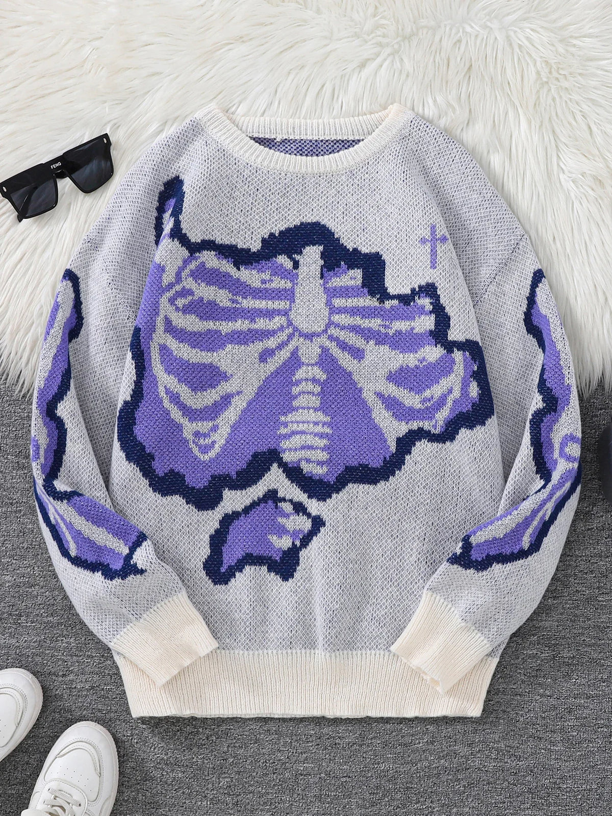 Steven - Suéter con Patrón Mariposa Jacquard Cuello Redondo Casual Hombre