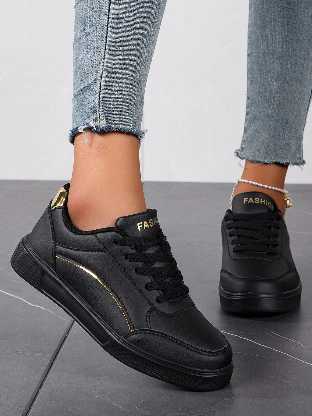Irene - Zapatillas Baasploa Cuero Plataforma Sneakers Casuales Antideslizantes Mujer