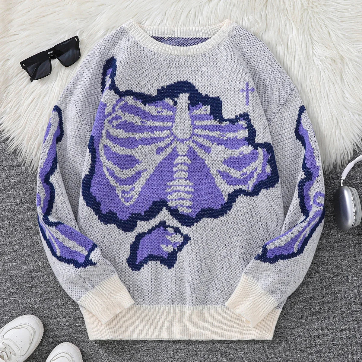 Steven - Suéter con Patrón Mariposa Jacquard Cuello Redondo Casual Hombre