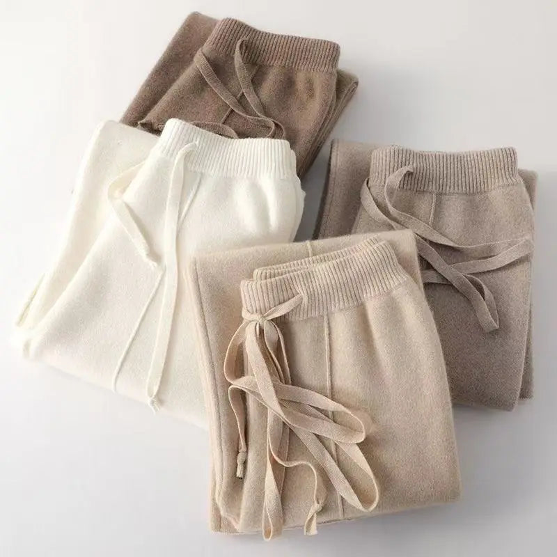 Paula - Pantalones de Lana Merino Pierna Ancha Estilo Coreano