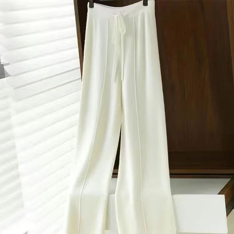 Paula - Pantalones de Lana Merino Pierna Ancha Estilo Coreano
