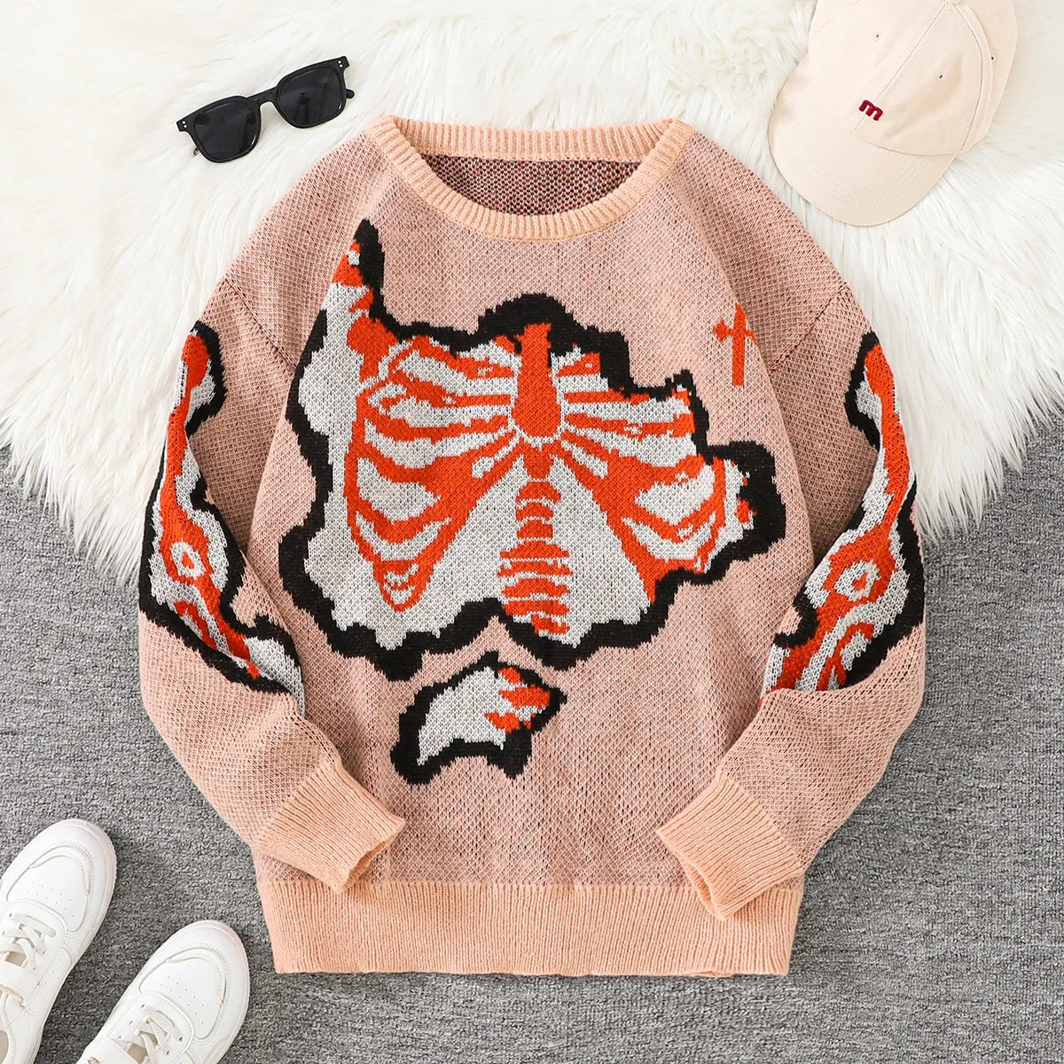 Steven - Suéter con Patrón Mariposa Jacquard Cuello Redondo Casual Hombre