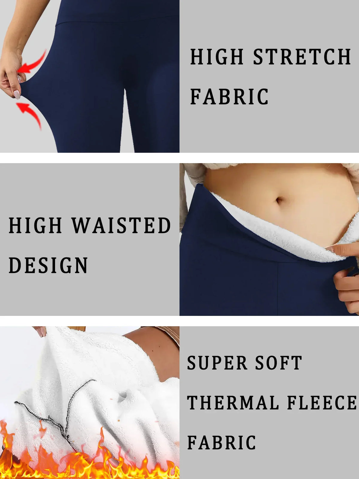 Lidia - Leggings Térmicos con Forro Polar Cintura Alta y Control de Abdomen
