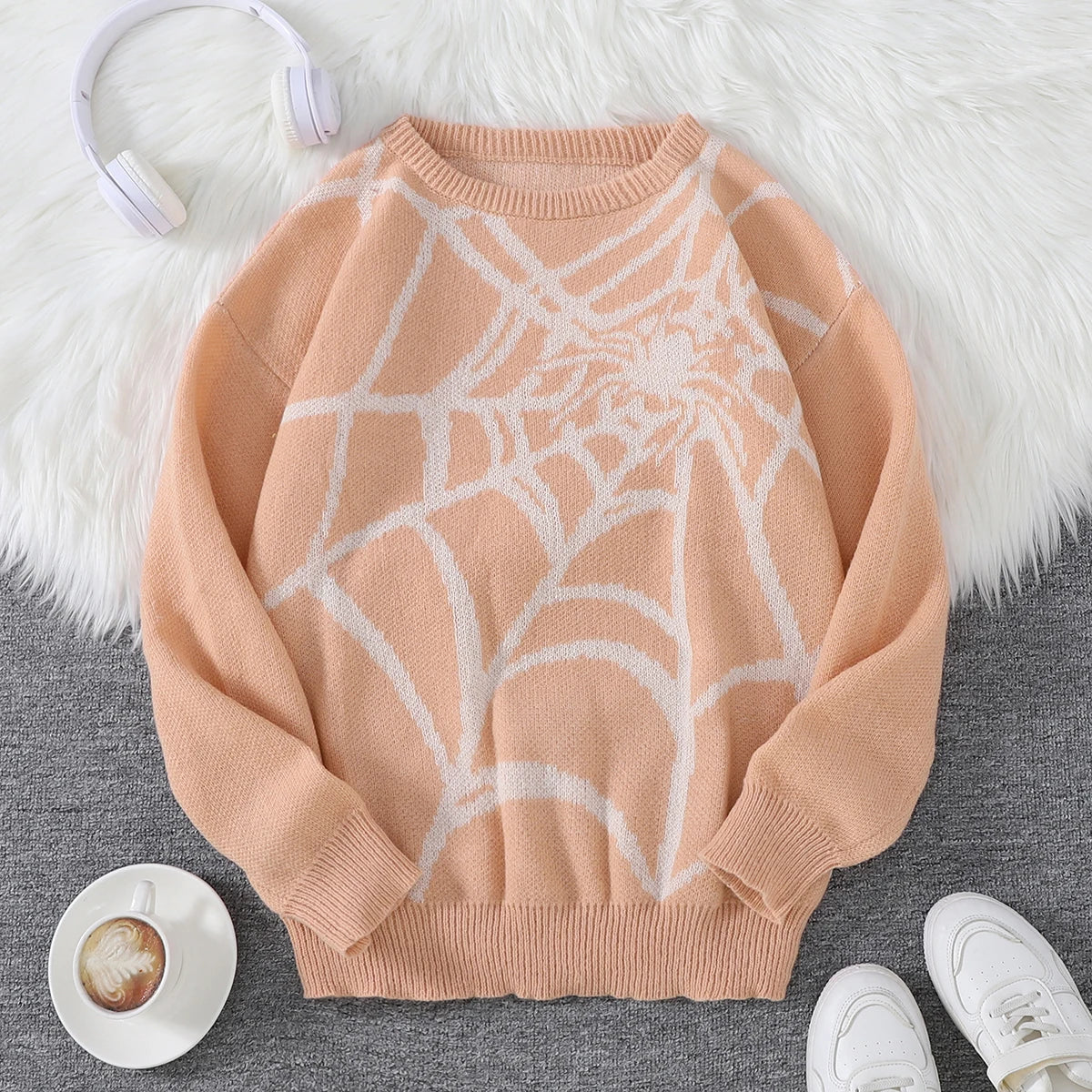 Pablo - Suéter con Patrón Spider Web Jacquard Cuello Redondo Hombre
