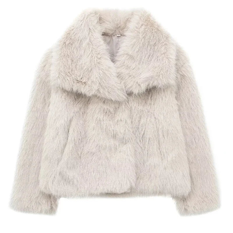 Lorena - Abrigo Faux Fur Plush Estilo Fluffy Otoño Invierno Mujer
