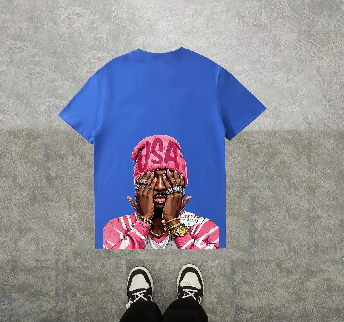 Hugo - Camiseta Hip-Hop Estampada Corte Holgado Streetwear Hombre