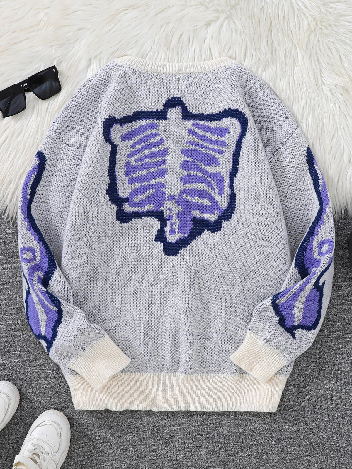 Steven - Suéter con Patrón Mariposa Jacquard Cuello Redondo Casual Hombre