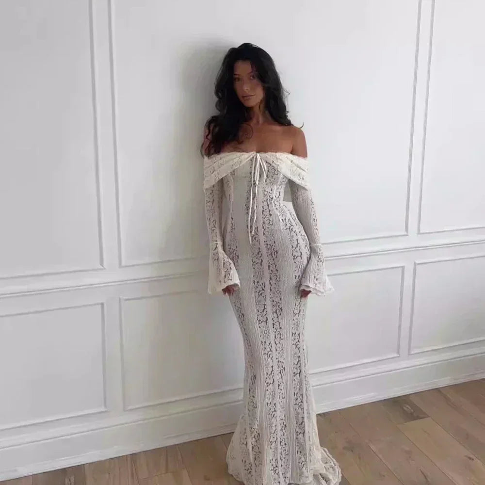 Lucía - Vestido de Fiesta Elegante con Encaje de Manga Larga