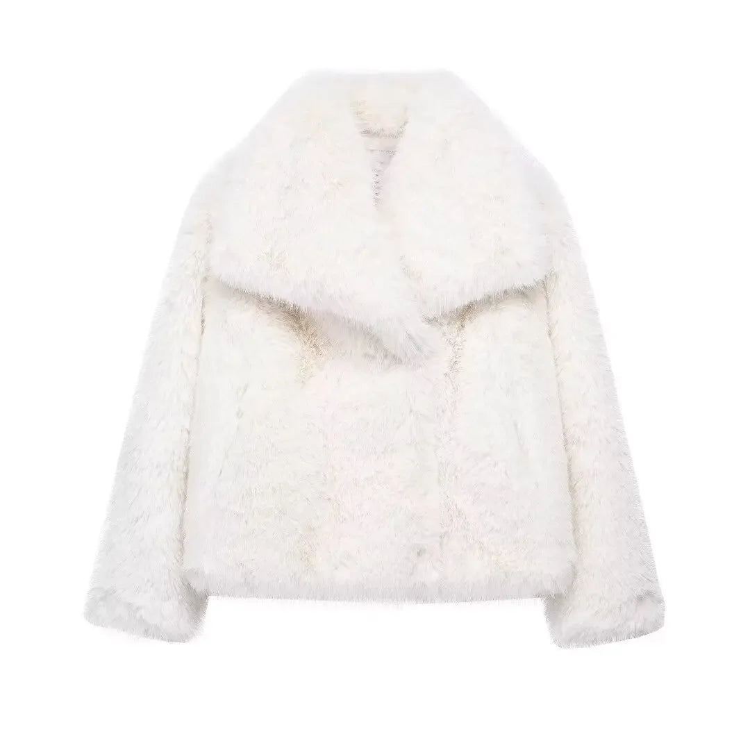 Lorena - Abrigo Faux Fur Plush Estilo Fluffy Otoño Invierno Mujer