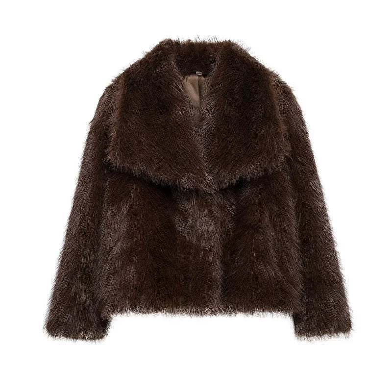 Lorena - Abrigo Faux Fur Plush Estilo Fluffy Otoño Invierno Mujer