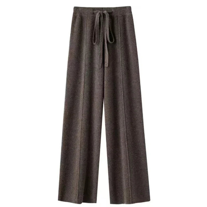 Paula - Pantalones de Lana Merino Pierna Ancha Estilo Coreano