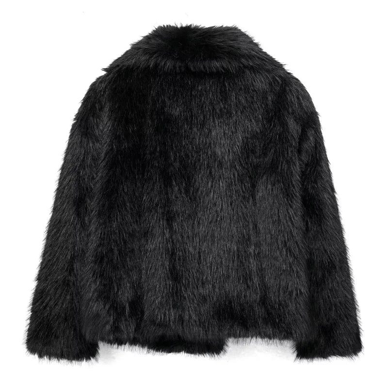 Lorena - Abrigo Faux Fur Plush Estilo Fluffy Otoño Invierno Mujer