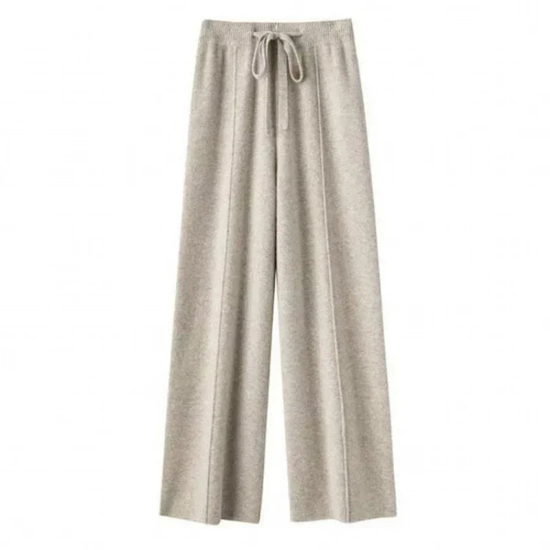Paula - Pantalones de Lana Merino Pierna Ancha Estilo Coreano