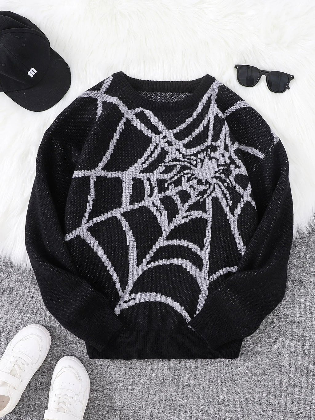Pablo - Suéter con Patrón Spider Web Jacquard Cuello Redondo Hombre