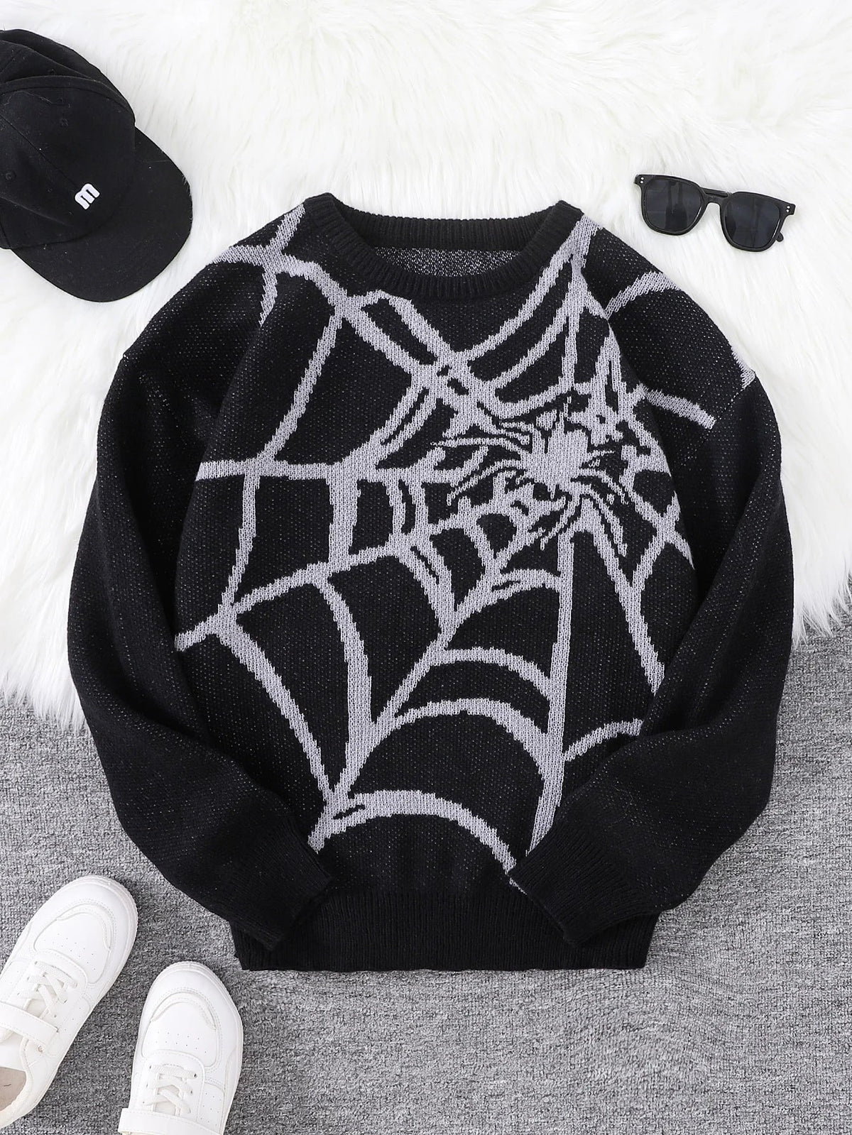 Pablo - Suéter con Patrón Spider Web Jacquard Cuello Redondo Hombre