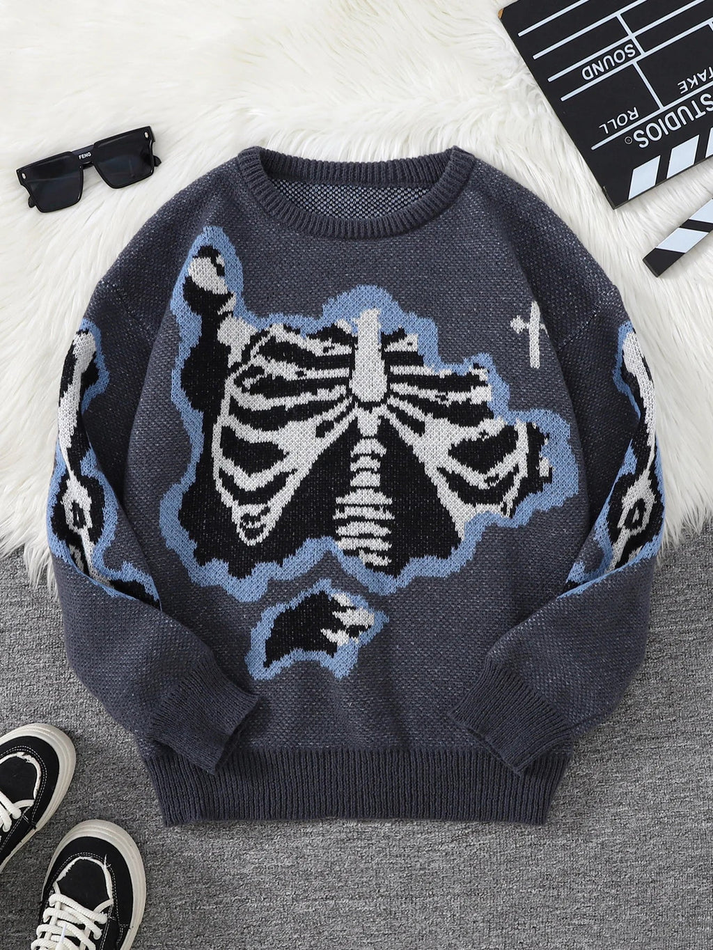 Steven - Suéter con Patrón Mariposa Jacquard Cuello Redondo Casual Hombre