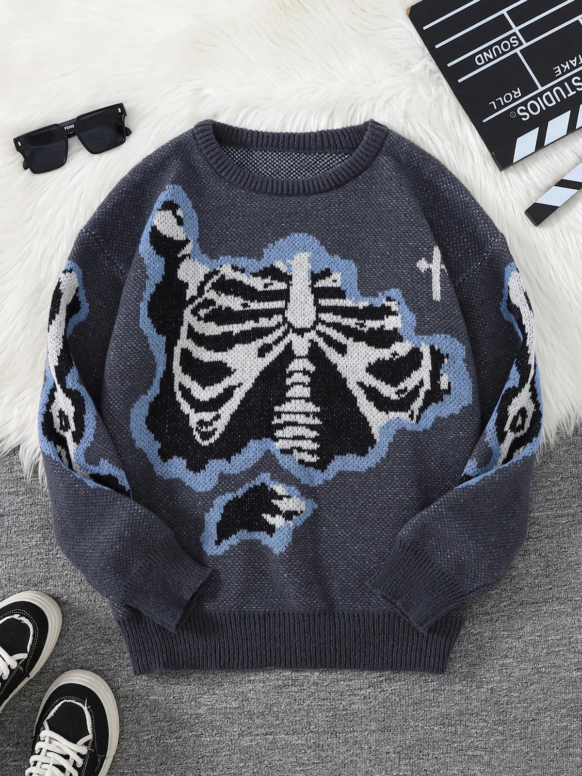Steven - Suéter con Patrón Mariposa Jacquard Cuello Redondo Casual Hombre