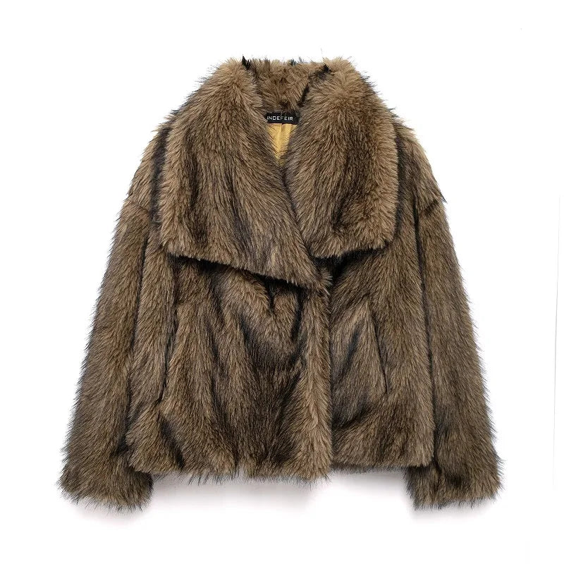 Lorena - Abrigo Faux Fur Plush Estilo Fluffy Otoño Invierno Mujer