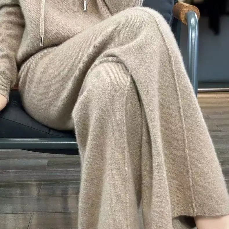 Paula - Pantalones de Lana Merino Pierna Ancha Estilo Coreano