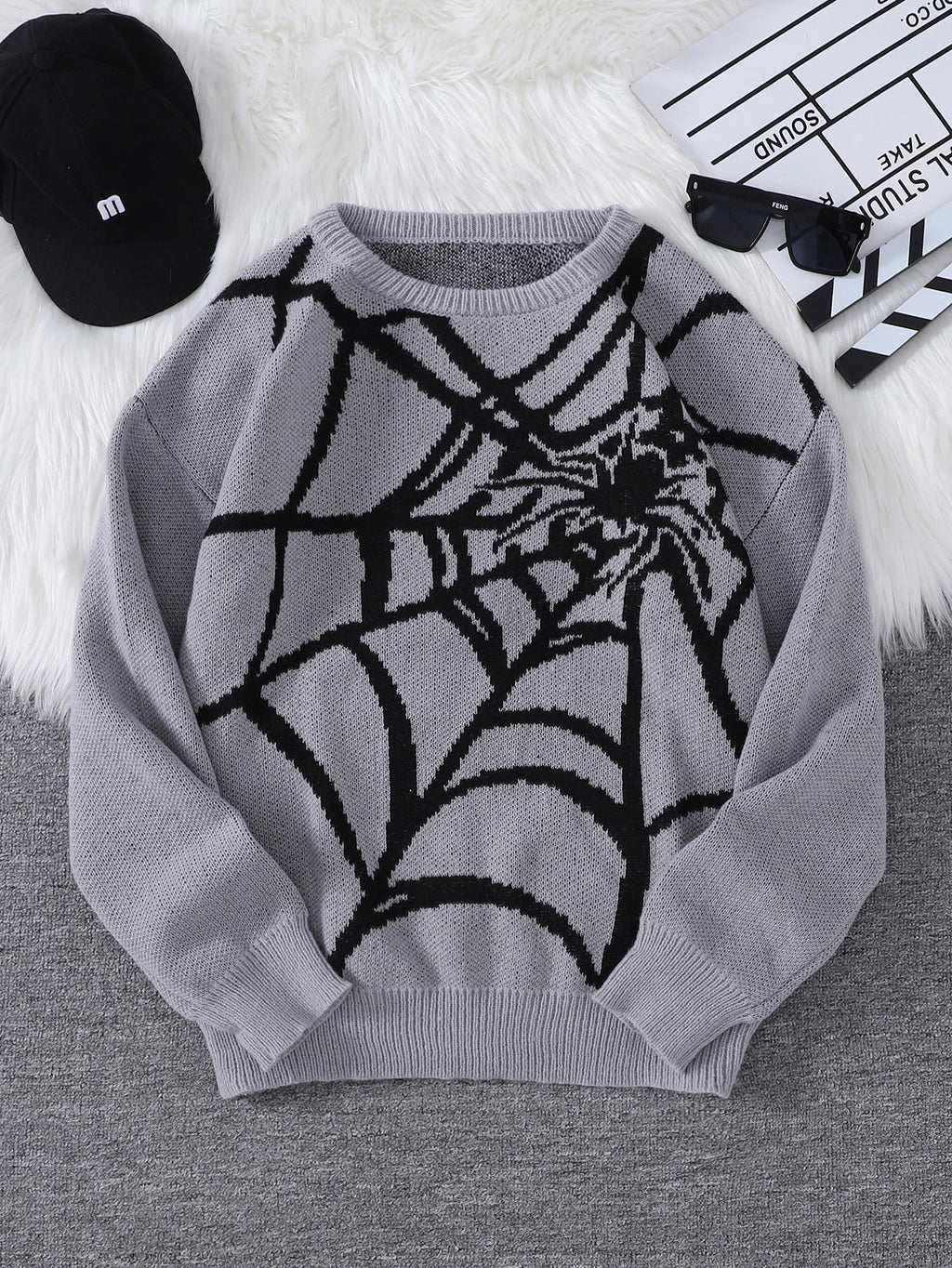 Pablo - Suéter con Patrón Spider Web Jacquard Cuello Redondo Hombre